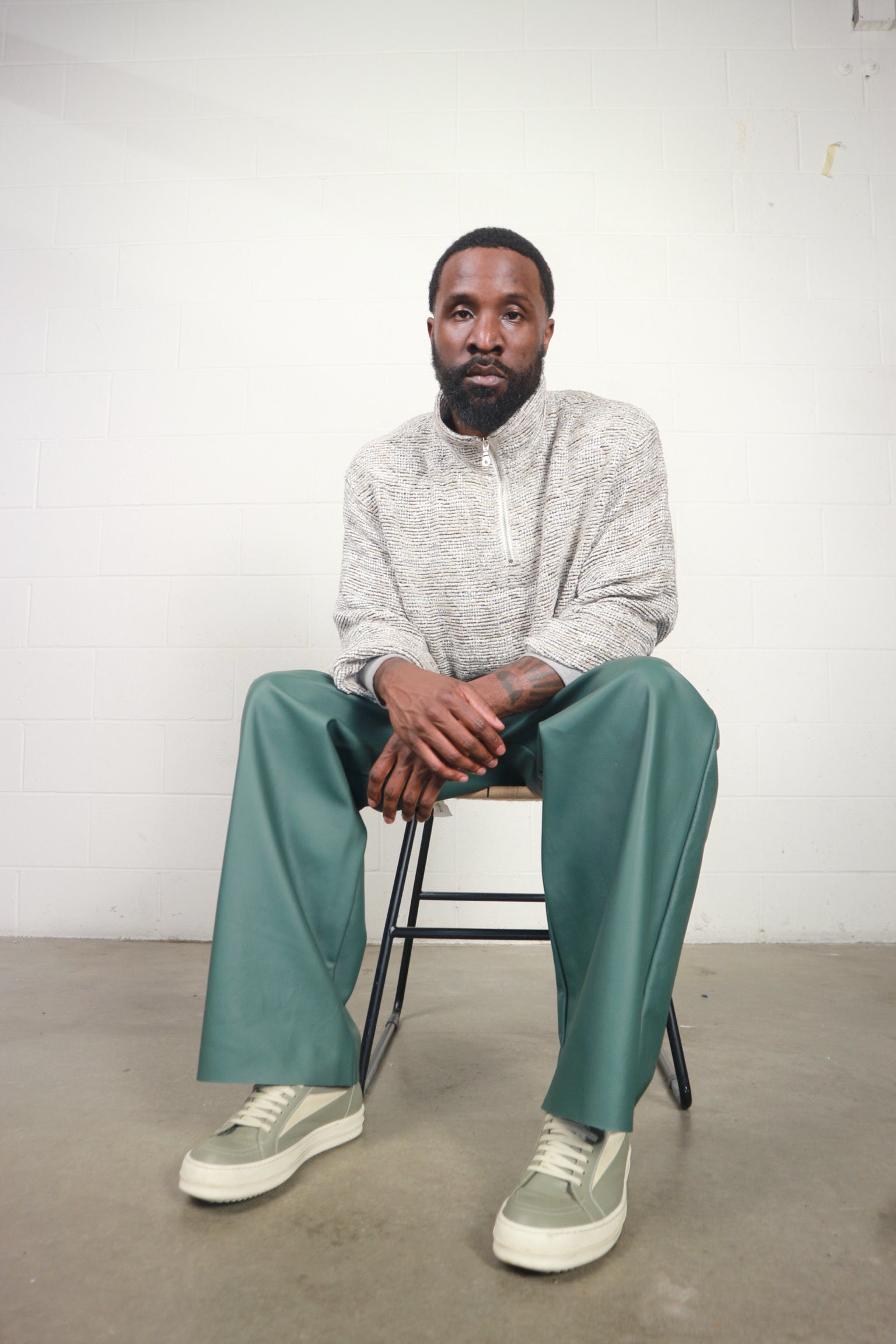 Leather Sweat | Evergreen